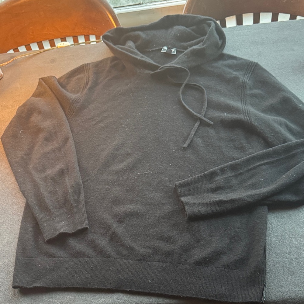 Todd Snyder Black Cashmere Hooded Sweater Size Large